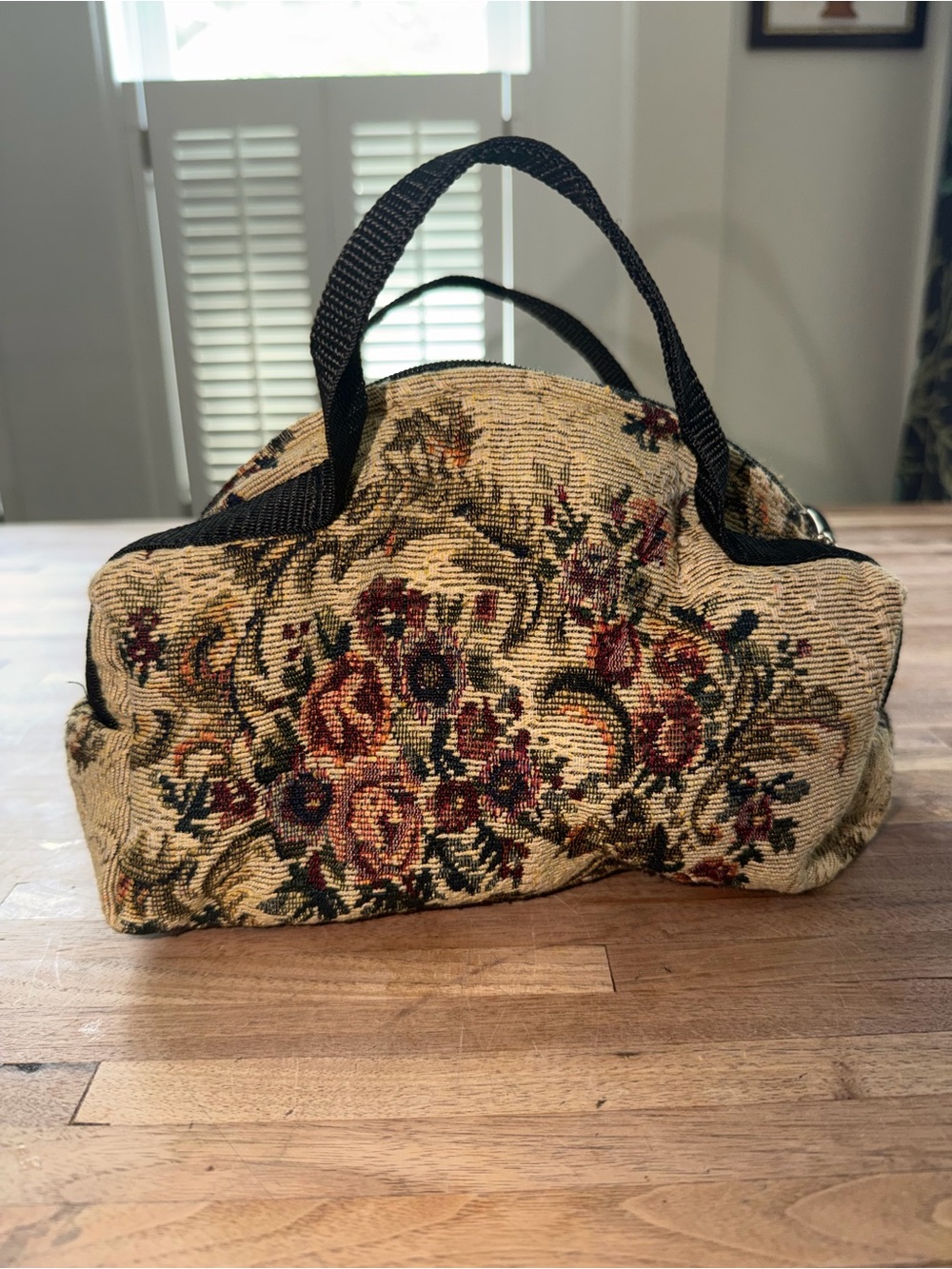 Vintage Woven Floral Tapestry Top Handle Purse Handbag - Picture 4 of 5